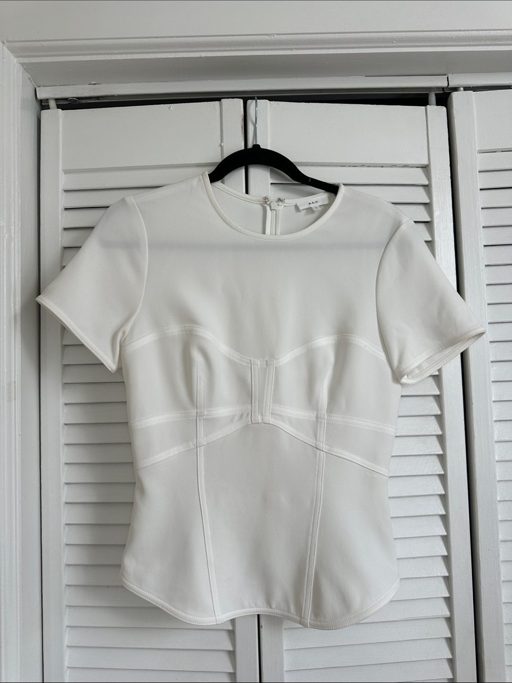 A.L.C. Sculpted White Short-Sleeve Top